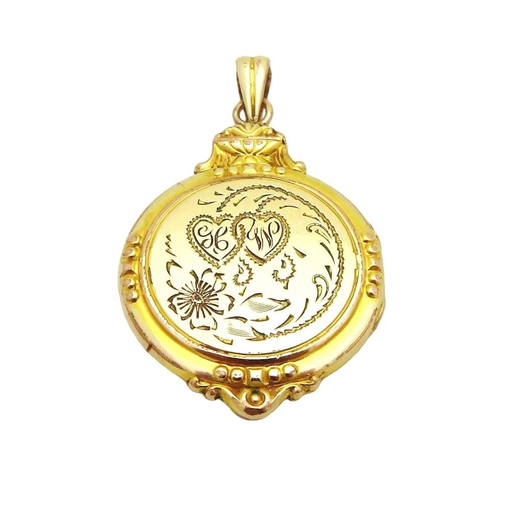 Vintage Hayward 12k Gold Filled Art Deco Style Pendant Locket With Hearts